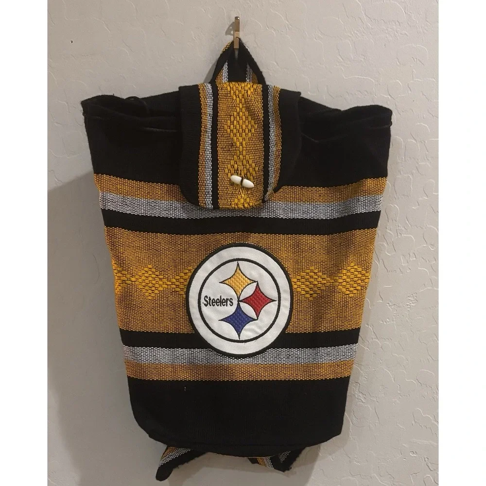 Pittsburgh Steelers Woven Mexican Baja Backpack Drawstring Boho Rucksack NFL